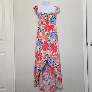 ASTR Floral Strapless Off The Shoulder Maxi Summer Dress